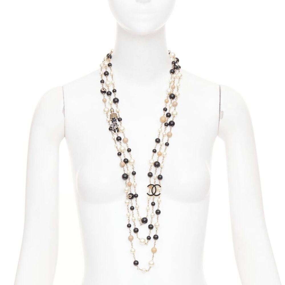 Chanel pearl CC triple strand necklace